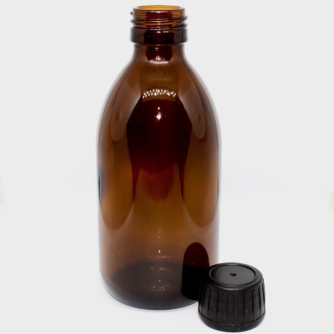 Amber glass bottle & black cap: 250ml image 0